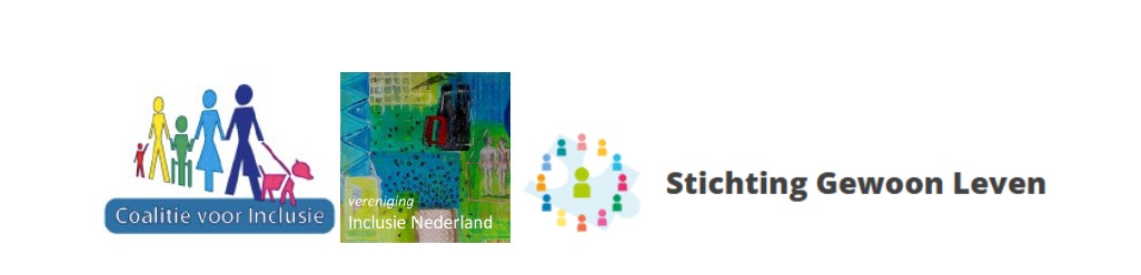 Logo's Coalitie voor Inclusie, Vereniging Inclusie Nederland en Stichting Gewoon Leven